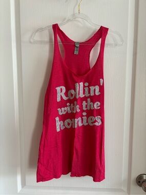 Hot Pink Graphic Tank Top - "Rollin' with the Homies" size XS